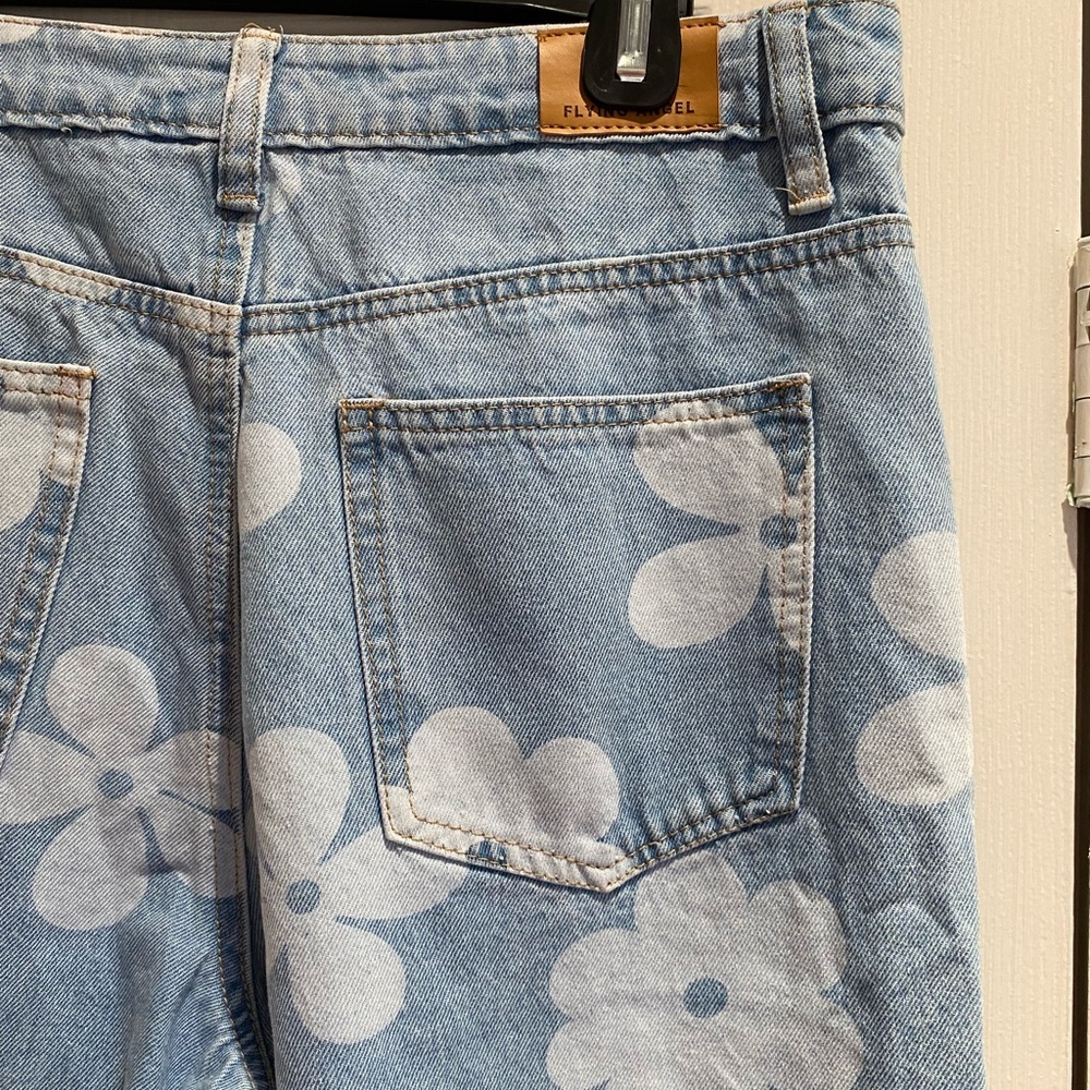 Floral Light Blue Wide Leg Jeans - Picture 4 of 7
